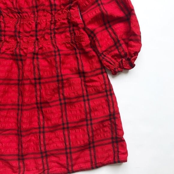 Zara red/black plaid smocked dress EUC 9Y - Picture 4 of 5